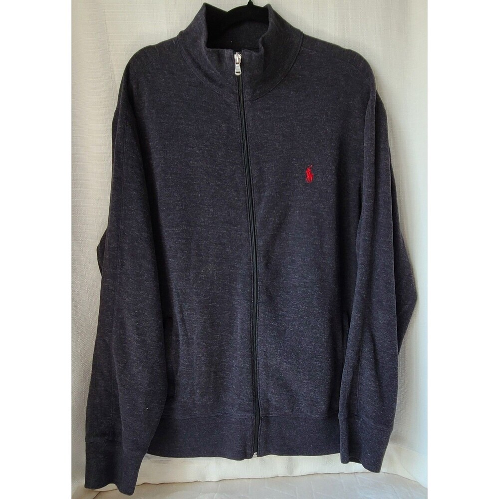 Polo Ralph Lauren Performance Mens XL Full Zip Sweatshirt Jacket Gray Pony